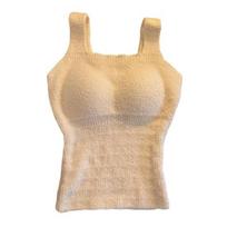 Winter Women Thermal Vest with Chest Pads Seamless German Velve Lining Fast Temperature Lock Heating Slim Fit Elastic Sleeveless Inner Wear Bottoming smėlis