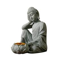 Budos akmens statulėlės skulptūra su arbatžolėmis smilkalų laikikliu dvasinių dekorų Meditacijos statulos darbalaukio ornamentas