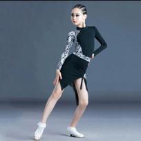 Mergaičių profesionali lotynų šokių suknelė Vaikų ballroom salsa šokių apranga Drabužiai Vaikų varžyboms Lotynų šokių scenos apranga Drabužiai 170