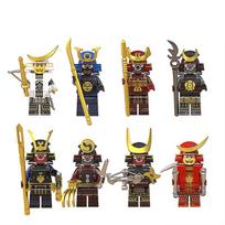8 vnt. statybinių kaladėlių minifigūrėlė japonų samurajų figūrėlė