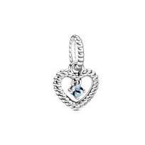 Pandora Minimalistinis 925 Sidabro Stiklo Pakabukas Unisex Papuošalas 798854C01 Sky Blue Heart-Shaped Pendant