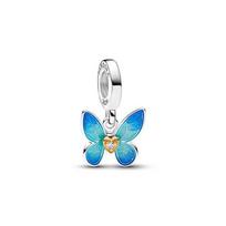 Pandora drugelio formos paauksuotas vario ir sidabro lydinio sintetinio deimanto pakabukas moterims mėlynas 763082C01 Box