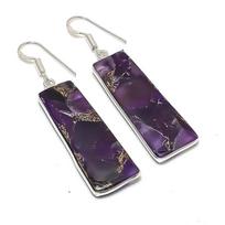 Natural Copper Amethyst Gemstone 925 Sterling Silver Jewelry Earring 2.25  AE-12237