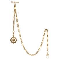 TREEWETO Pocket Watch Chain Albert Chain with 2 Hooks and Compass Pendant Men's auksas