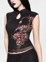 Gothic Scorpion Print Cheongsam Set - Women's Chinese Style Vest & Skirt L
