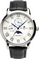 Moon 5 ATM Water Leather Limited [Salvatore Marra] Men's Watch, Phase, Multi-Calendar, Resistant, Business/Formal, Strap, Edition, Silver/White, sidabras