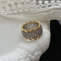 Contrasting Color Ring Light Luxury Simple Niche Design Medium Antique Lace Retro Light Jewelry Zircon Ring 12#