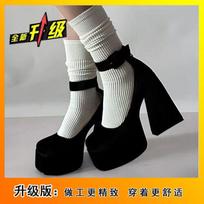 Spice girl sexy high heels thick heel Mary Jane shoes with large size waterproof table Barbie shoes women's new 2025 35