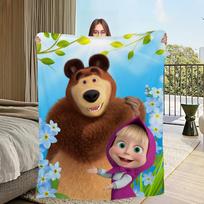 Animacinis M-Masha-ES ir B-Bear-ES pledas Flanelinis šiltas komfortas minkštas pliušinis pledas Piknikams Lovoms Sofoms Namams Ir Miegamiesiems 30x40in