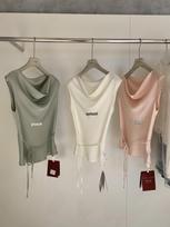 Women's Spring/Summer French Scoop Neck Tie-Up Waist Tank Top, Trendy Style (WGWE8967) Small rožinė