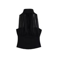 Elegant Spicy Girl Mesh Patchwork Halter Camisole: Sexy, Waist-Cinched, Sleeveless Women’s Top Small juoda