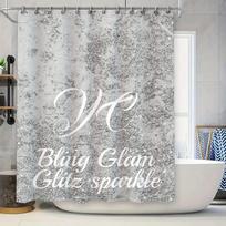 Prabangus Bling Dušo Užuolaida Sidabrinis Blizgučių Spaudinys Modernus Vonios Kambario Dekoras Privatumo Apsauga Atsparus Vandeniui Audinys Lengvas Montavimas 90x180cm gray