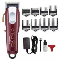 Wahl 8148 Professionalūs plaukų kirpimo žirklės, Pagaminta JAV, Taper Fade ir Retro kirpimo rinkinys, Kirpyklos įrankiai su keliais antgaliais raudona