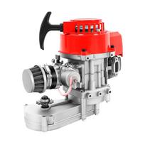 2 taktų pilnas vieno cilindro variklis aušinamas oru kišeniniam dviračiui, paspirtukui, keturaciui su rankena ir troseliu 1.9kw/7000rpm 49CC raudona