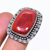 Natural Red River Jasper Gemstone 925 Sterling Silver Jewelry Ring Size 8 AR-16842