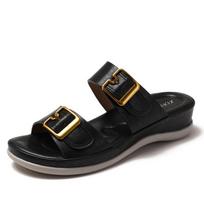 Slope Heel Flip-flops Casual and Fashionable Shoes Versatile Anti-slip Toe-exposing Thick-soled Vacation Slippers 36 juoda