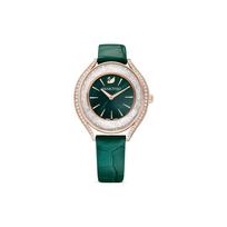 Swarovski kvarcinis mechanizmas 50M atsparumas vandeniui Laikrodis 35,5 mm Žalias ciferblatas PVD dengtas korpusas Odinis dirželis Moteriški laikrodžiai 5644078 Green Dial
