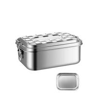Separated Lunch Container Rectangular Food Storage Box 304 Stainless Steel Lunch Box  Picnic S-1 Grid