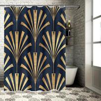 Prabangus auksinis Art Deco dušo užuolaida vonios kambario dekorui Mėlyna auksinė Modernus dizainas Namų vandeniui atsparus audinys Dydis 72 x 84 coliai (180c 90x180cm