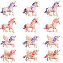 12 vnt. Mini vienaragis Mielas skraidantis arklys Vienaragio figūrėlė Vienaragiai torto papuošimai Figūrėlės Gimtadienio torto papuošimas Vienaragio tematikos vakarėliui