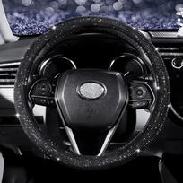 1 vnt. Automobilio Cirkonio Akmenukų Vairo Dangtelis Su Krištolo Dirbtiniu Deimantu Blizgantis Automobilio Vairo Raštas juoda
