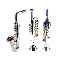 3 vnt. Vaikams skirti muzikos instrumentai Žaislinis klarnetas, saksofonas, trimitas, pučiamųjų ir varinių instrumentų rinkinys mažyliams žaisti
