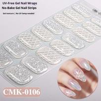 French Gradient Glitter Laser No-bake Gel Nail Stickers UV-Free Gel Nail Stickers CMK-0106