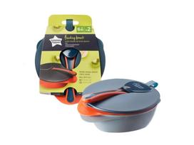 Tommee Tippee 2 dubenėliai su dangteliu ir šaukštu pilki
