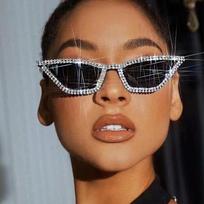 Special-shaped Cat-eye Trendy Sun Glasses Glasses Niche Hip-hop Fashionable Sunglasses With Dimond For Ladies 2154