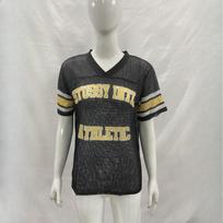 Letter printed grid breathable hip-hop trend spring/summer men's and women's fashionable t-shirt S juoda