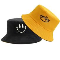 Mielas šypsantis veidas siuvinėtas kibiro formos skrybėlaitė, Unisex retro vasarinė apsauga nuo UV spindulių skrybėlė nuo saulės, Atsitiktinė sulankstoma kelioninė kibiro formos kepurė moterims ir vyrams one size fits all