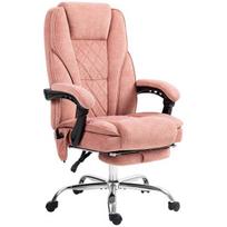 Ergonomiška biuro kėdė su masažo funkcija, kojų atrama, sukiojama, su ratukais, rožinė, Rožinė