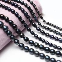 Boho Handmade Rice Pearl, Black Natural Freshwater Pearls Beads for Jewelry Making DIY Necklace Accessories, Mother's Day Crafts 36cm 1String/3-4mm-36cm juoda