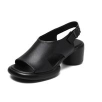 Retro Atsitiktiniai Storo Paduko Sandalai Moteriški Batai 34 juoda