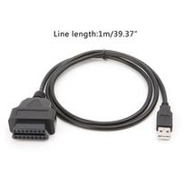16 kontaktų OBD2 prie USB prievado adapterio kabelio jungties diagnostikos įrankis juoda