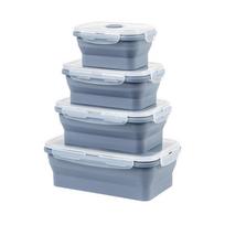 4pcs Large Capacity Foldable Lunch Box Rectangular Fresh Keeping Box Food Storage Container  Adult mėlyna