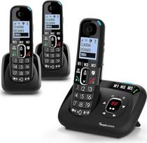 "Amplicomms BigTel 1583 Trio" belaidis DECT didelių mygtukų telefonas, atsakiklis, trys rageliai, garso stiprinimas, garsūs skambučiai, suderinamas su klausos aparatais, skambučių apsauga