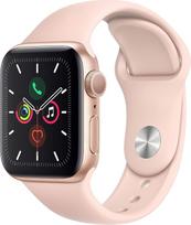 "Apple Watch Series 5" (GPS, 40 mm) aliumininis auksinis korpusas su smėlio rausvos spalvos sportiniu dirželiu (Atnaujintas)