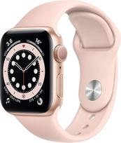 "Apple Watch Series 6" (GPS, 40 mm) aliumininis auksinis korpusas su rausvu smėlio spalvos sportiniu dirželiu (Atnaujintas)