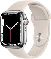 "Apple Watch Series 7" (GPS + mobilusis ryšys, 41 mm) - Sidabrinis nerūdijančio plieno korpusas su "Polar Star" sportiniu dirželiu - Įprastas (atnaujintas)