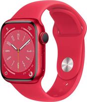 "Apple Watch Series 8" (GPS, 41 mm) aliuminio korpuso gaminys (raudonas) su sportiniu dirželiu (raudonas), vieno dydžio (restauruotas)