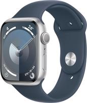 "Apple Watch Series 9" (GPS, 45 mm) - Sidabrinis aliuminio korpusas su sportiniu dirželiu Midnight, M/L (Atnaujintas)