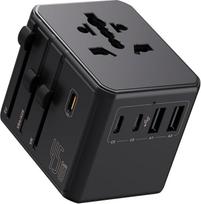 "Auxmir" kelioninis adapteris visame pasaulyje, universalus kištukinis adapteris su 2 USB A ir 3 USB C, tarptautinis kelioninis kištukas Vokietijai, JAV, Anglijai, Japonijai, Australijai, Tailandui, kelioninis adapteris kelionėms