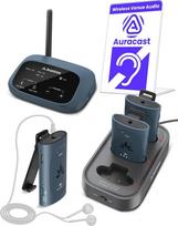 "Avantree AuraPlex M3" - "Auracast" pagalbinio klausymo sistema su 1 siųstuvu ir 3 belaidžiais imtuvais, iki 100 m garso aprėptis, keičiamo dydžio grupės sprendimas bažnyčioms, klasėms ir renginiams