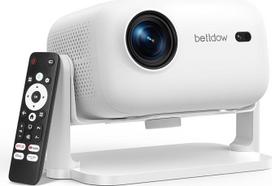"Bettdow" 4K projektorius [oficialus "Netflix"], 1080P visiškai sandarus išmanusis projektorius, automatinis fokusavimas / akies kaulo korekcija, vaizdo projektorius su "WiFi 6" ir "Bluetooth 5.2", namų kino projektorius, baltos spalvos