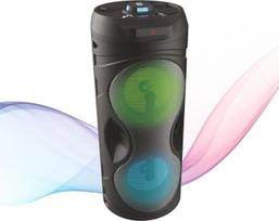 "Bijoux" - nešiojamasis "Bluetooth" garsiakalbis su mikrofonu, vakarėlių garsiakalbis, 100 W LED šviesos efektai, suderinamas su USB, "Micro SD", AUX ir FM radiju, garsiakalbis vakarėliams, karaoke, muzikai ir mokymams