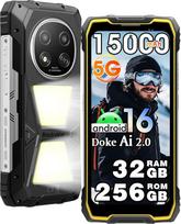 "Blackview Rock 2 Pro" 5G lauko mobilusis telefonas su 400 lm stovyklavietės lempa, "Android 16", 32GB + 256GB/512GB TF, 6,67 colių HD+120Hz, 15000 mAh lauko išmanusis telefonas, 16MP + 13MP, vandeniui atsparus išmanusis telefonas IP69K/OTG