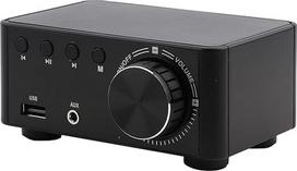"Bluetooth 5.0" stereofoninio garso 2 kanalų stiprintuvo imtuvas "Mini HiFi" klasės integruotas stiprintuvas namų garsiakalbiui 50 W x 2 su žemų ir aukštų dažnių valdymu (juodas)