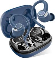 "Bluetooth" ausinės Sportinės "In-Ear" ausinės Belaidės "Bluetooth 5.3" ausinės su HD mikrofonu, išskirtinis garsas, 40 valandų žaidimo trukmė, patogus pritaikymas, dvigubas LED ekranas, IP7 vandeniui atsparios ausinės su ausų kabliukais, mėlynos spalvos