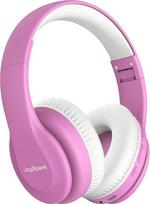 "Bluetooth" ausinės vaikams, vaikiškos ausinės per ausis su 85/94 dB garsumo riba, 60 valandų žaidimo trukmė, "Bluetooth 5.3", įmontuotas mikrofonas (rožinės spalvos)